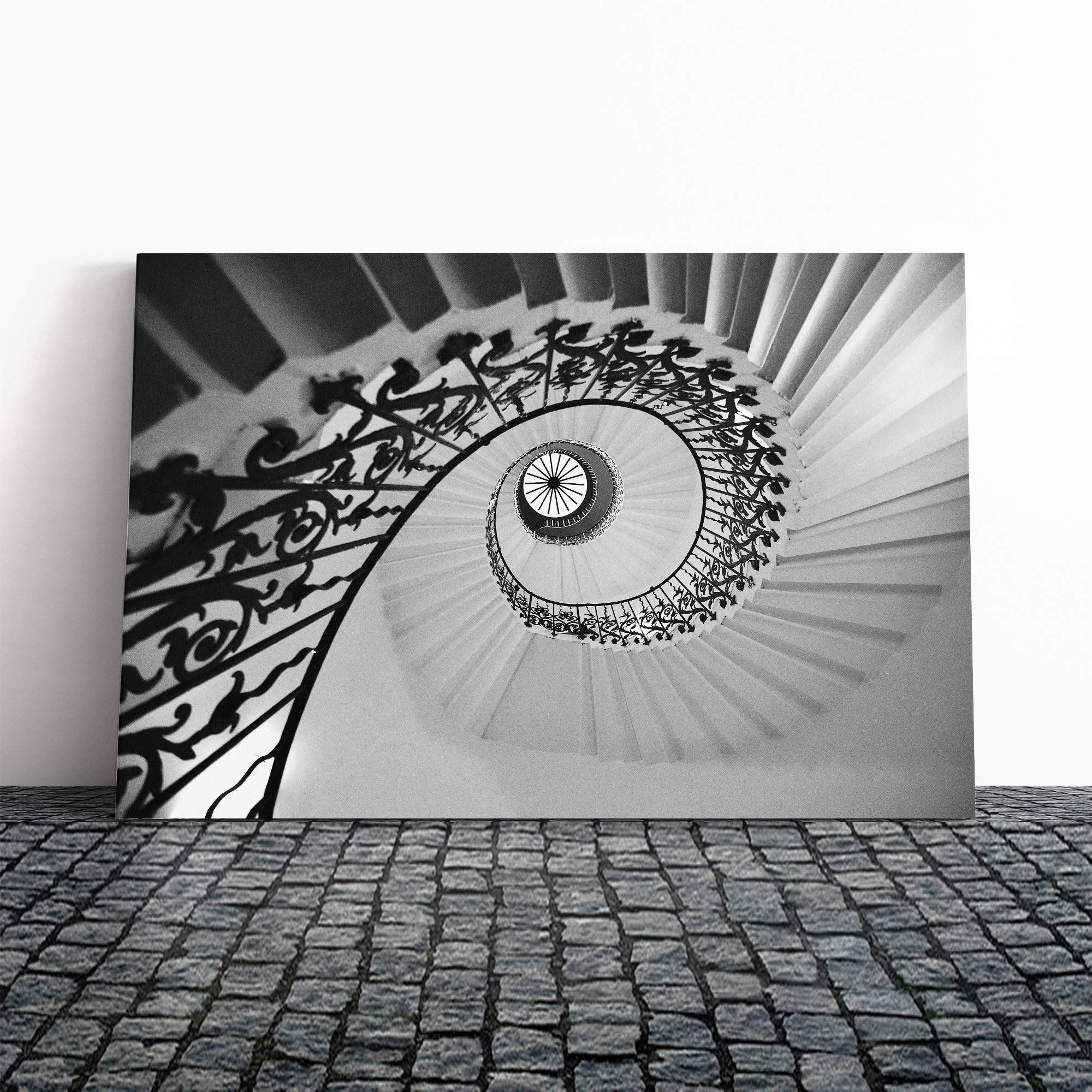Architecture Spiral Staircase (1) Canvas Print | Gallery Wrapped 30mm Frame Wall Art | 20x14 inches | Ready to Hang | Modern Cityscape Picture | Living Room Bedroom Lounge Office