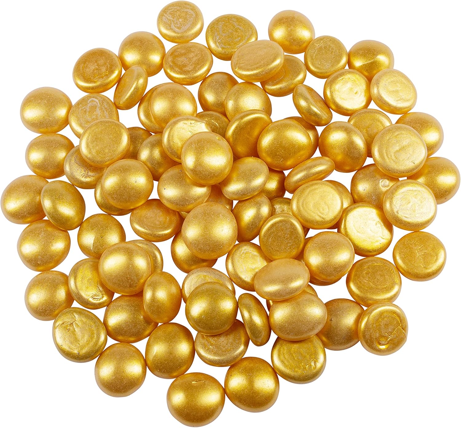 Vase Fillers - Galashield Gold Flat Glass Marbles for Vases Glass Gems Beads Pebbles Vase Filler (1 LB, Approx. 100 PCS)