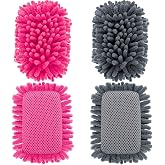 Outus 2 Pieces Microfiber Shag Whiteboard Eraser Dry Eraser, Grey, Pink | Washable Board Erasers for Chalk, Markers, Classroom, Home and Office