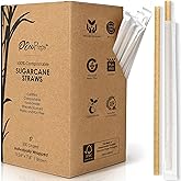 EcoPreps Biodegradable Sugarcane Straws, Individually Wrapped Straw, 300 PC | 100% Compostable Straws, Plastic-Free, Eco-Friendly Drinking Straw | 7.8&rdquo; Sugar Fiber Disposable Straw, Packed in Paper Wrap