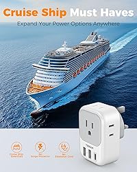 UK Adapters for Travel 2 Pack, TESSAN Type G US to