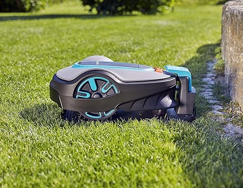 Der Rasenmähroboter in seiner Ladestation