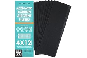 LUXOTON Activated Carbon Air Vent Filters for Home - 20 Pieces 4" x 12" Floor Vent Filters, Charcoal Vent Filter, AC Vent Filter, Floor Register Filters, Home Vent Filters Register, Dust Control Home