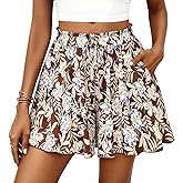 PRETTYGARDEN Women's Flowy Shorts Summer Fashion 2026 Beach Vacation Clothes Casual High Waist Wide Leg Ruffle Shorts