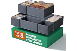 ORLISA Drawer Organizer Clothes-set of 8 Grey-Dresser Organizer for Nursery-Perfect Baby Clothes Organizer and Storage & General Nursery Organization or Dresser Drawer Organizer Foldable Washable Bins