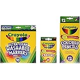 Crayola Back To School Supplies, Grades 3-5, Ages 7, 8, 9, 10, Contains 24 Crayola Crayons, 10 Washable Broad Line Markers, a