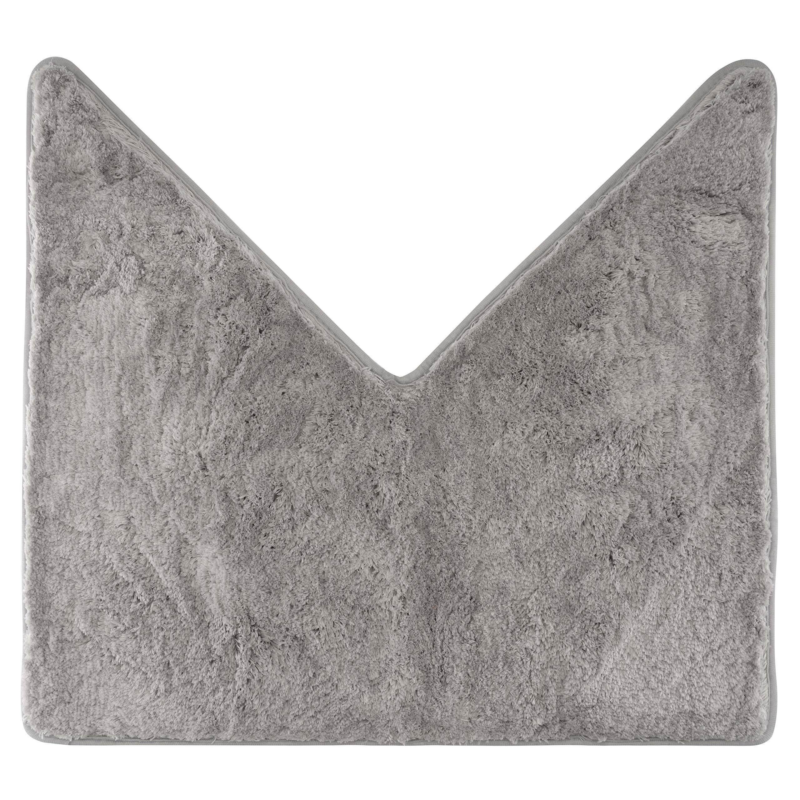 fluffy® Bath Mat for Corner Showers, made of Microfibre, with Non-Slip Bottom (V-Shape | Inner Dimensions 45 x 45 cm, Grey)
