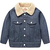 Mud Kingdom Little Boys Denim Jacket Fleece Lined Cute Sherpa Collar Snap Button