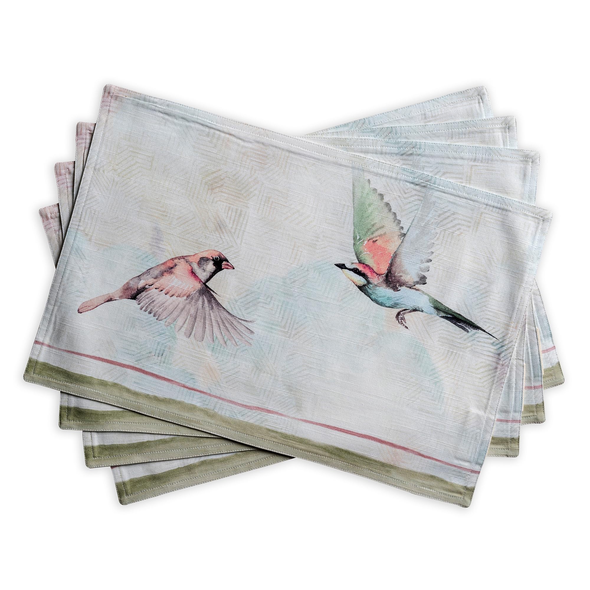Maison d' Hermine Placemats Set of 4 100% Cotton Washable Reusable Table Mats for Home Kitchen Dining Party Wedding Restaurant Gifts for Mothers Day (Flying Birds, 33 CM x 48 CM) — image 1