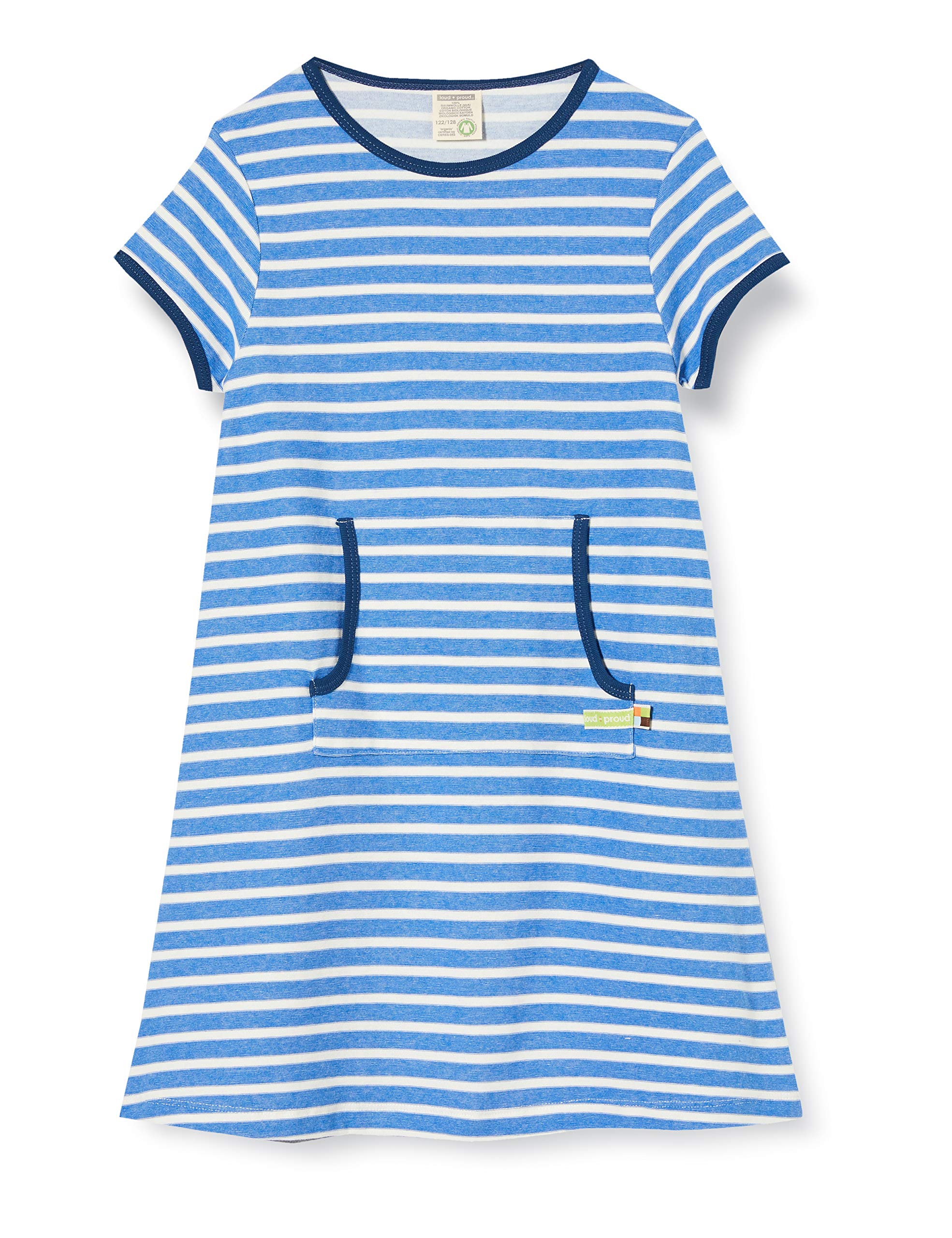 loud + proud Baby Girls' Striped Dress Organic Cotton, Blue (Cobalt Cob), 74/80