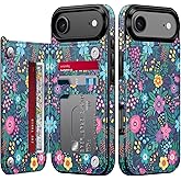 Goodon for iPhone Air Case Wallet - Flip Folio Leather Cover with Trendy Floral Design, 3 Card Slots & Kickstand Function, Stylish Protective Phone Case for iPhone 17 Air - Cute Blooming Flowers