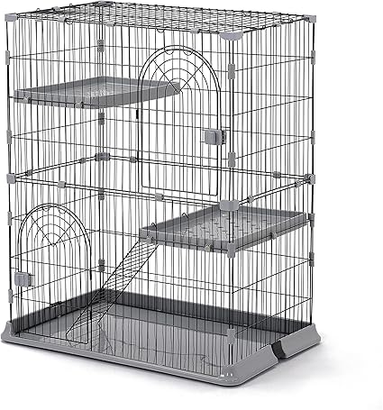 Amazon Kda 猫 ケージ キャットケージ ペットケージ キャットハウス ネコ ハウス 2段 階段付き 多頭飼い 留守番 保護 脱走防止 室内 おしゃれ インテリア グレー Kda ケージ 通販