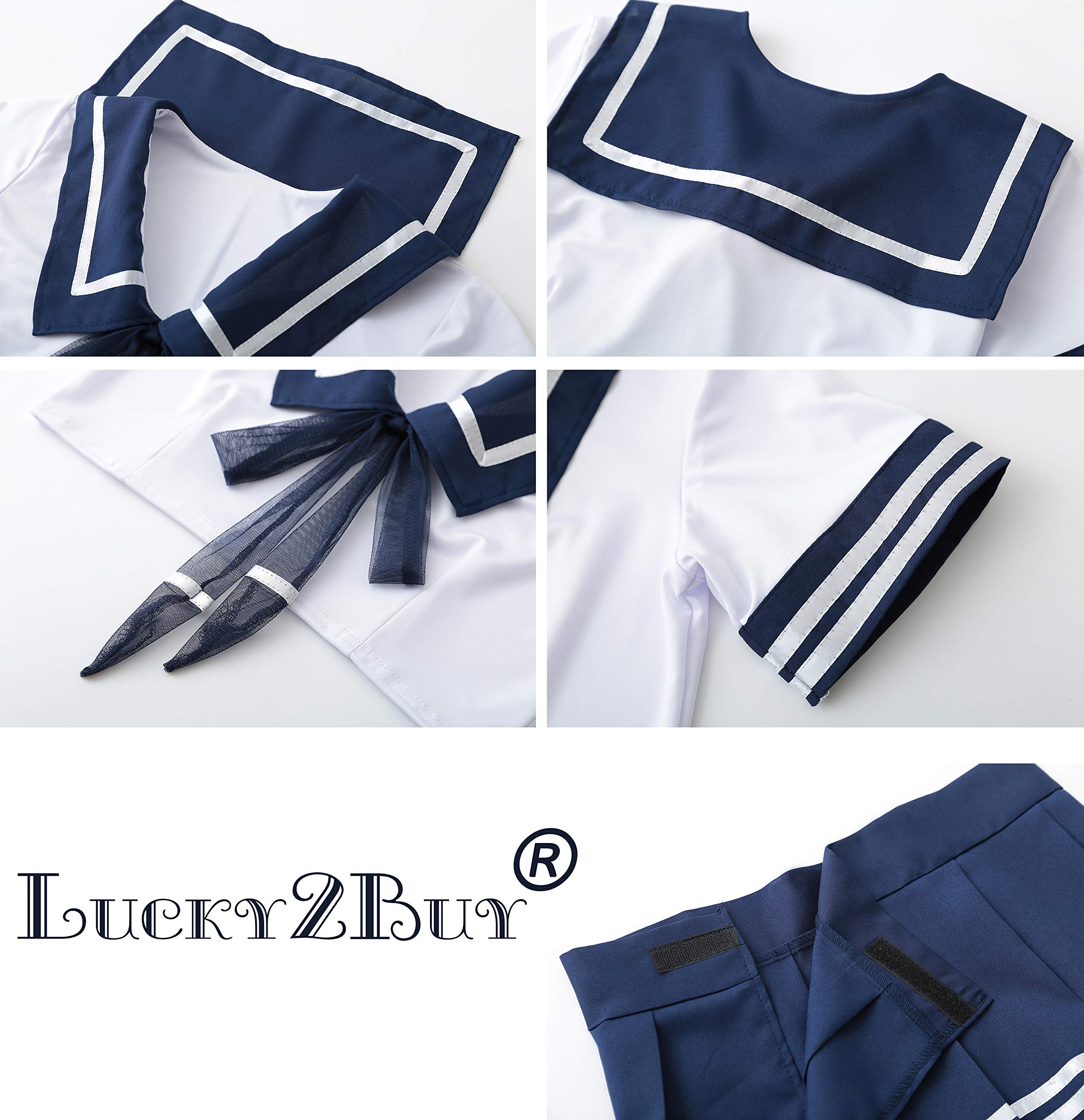 Lucky2Buy School Girl Cosplay Lingerie for Women Mini Sailor Outfit Costumes with Stockings Navy Blue