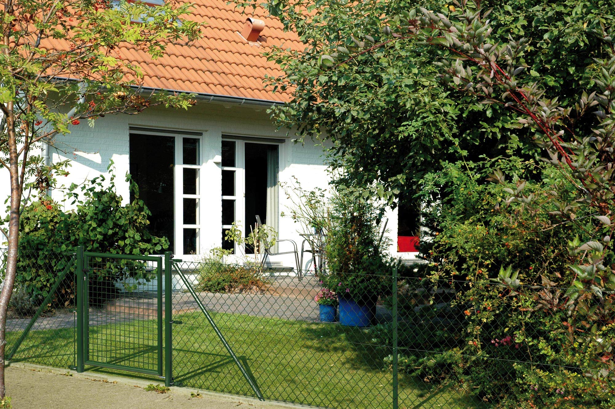 Alberts 690328 Maschendrahtzaun als Zaun-Komplettset, mit Einschlagbodenhülse und Kniekissen | verschiedene Längen und Höhen - wahlweise in verschiedenen Farben | grün | Höhe 80 cm | Länge 15 m 5