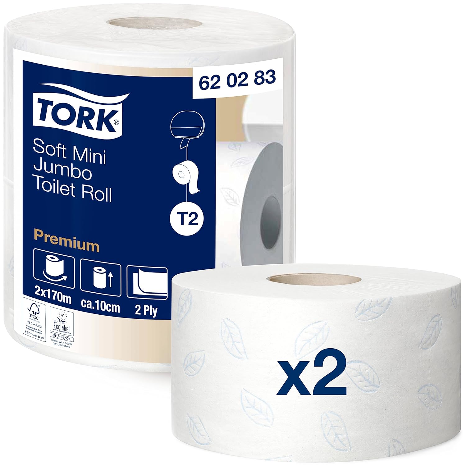 Tork Two Ply Mini Jumbo Toilet Paper Roll Premium Long lasting Rolls