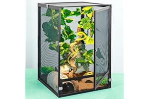 BINANO 33 Gal Detachable and Foldable Reptile Butterfly Cage Terrarium, 360° Observation, Airflow, Interaction in Gecko Tank for Crested Geckos, Leopard Geckos, Chameleons, Bearded Dragons