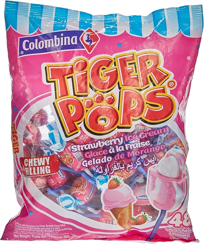 Colombina Tiger Pop Strawberry Ice Cream Lollipops 768 Gm Buy Online 