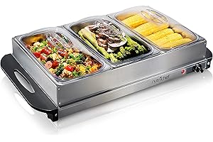 NutriChef Buffet Server, Food Warmer, Stainless Steel Warming Tray, Great for Catering, Parties, Large Events, Non-Stick Chaf
