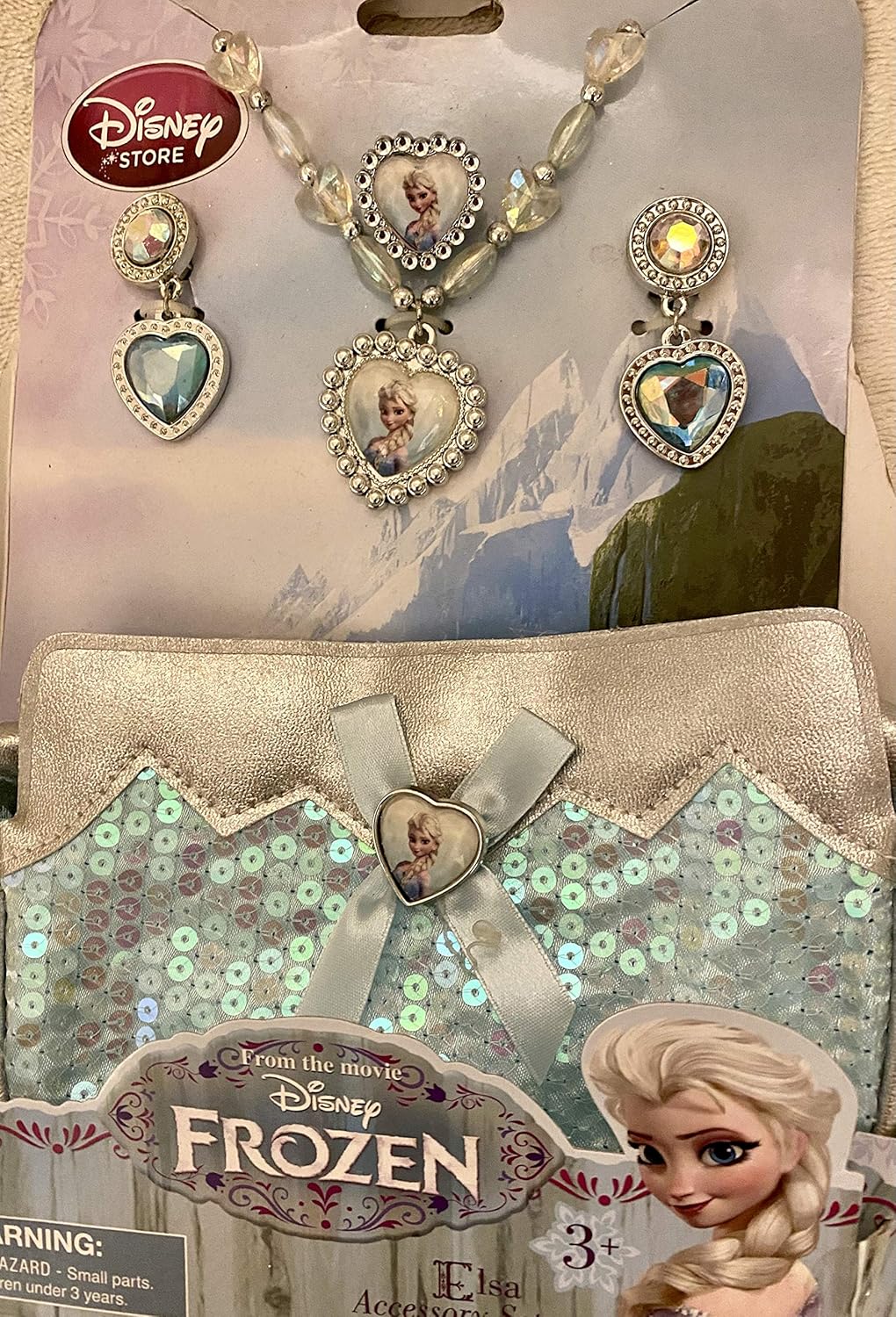 Disney Store Elsa Costume Accessories set includes Jewelry, necklace, earrings,ring and Purse