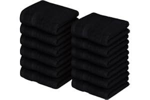 Utopia Towels [12 Pack Premium Wash Cloths Set (12 x 12 Inches) 100% Cotton Ring Spun, Highly Absorbent and Soft Feel Essential Washcloths for Bathroom, Spa, Gym, and Face Towel (Black)