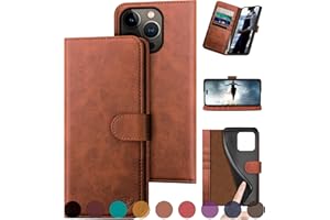 DuckSky compatible with iPhone 16 Pro Max Genuine Leather Wallet case【RFID Blocking】【4 Credit Card Holder】【Real Leather】Flip Folio Book Phone case Cover Women Men for Apple 16 ProMax case Light Brown