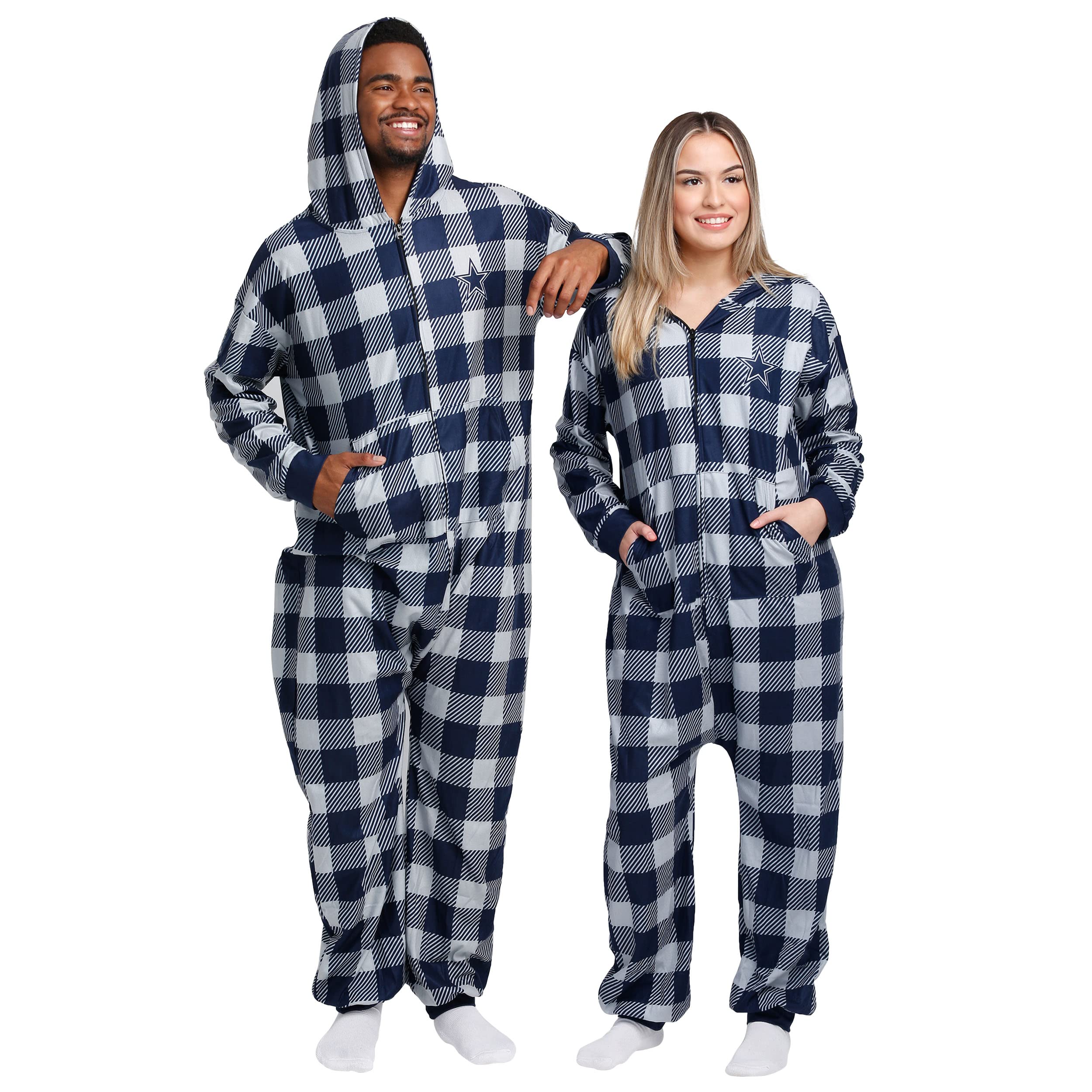 FOCO Dallas Cowboys NFL Plaid One Piece Pajamas - S Image