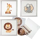 Trimits 3PK Cross Stitch Kits for Beginners Giraffe Elephant Lion 13x13cm