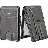 umoven Wallet for Men - with Money Clip Slim Leather Slots Credit Card Holder RFID Blocking Bifold Minimalist Wallet with Gift Box (Dark Gray)