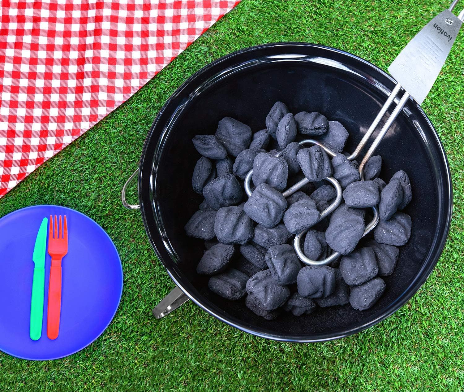 Ivation Premium 500W Electric Charcoal Starter – Quickly & Easily Ignite BBQ Grills Without Lighter Fluid or Matches – Double-Ring Design with Longer, Angled Handle Safely Heats in Just 6 Minutes : Garden & Outdoor
