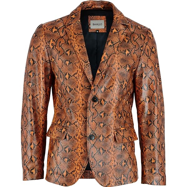 Litswear Men's Python Print Leather Jacket - Soft Sheepskin