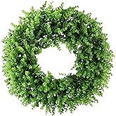 DUZYXI Boxwood Wreath Artificial Preserved for Garden Front Door, The Green Boxwood Wreath Will Keep Your Door, Walls, and Windows Fresh All Year Round and is an Great Home Decor -20 INCH