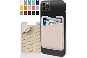 WALLAROO WALLETS Premium Leather Phone Card Holder - Stick On Wallet for iPhone and Android Smartphones - Minimalist Style with Non-Slip Lining Secures Up to 3 Cards Kangaroo
