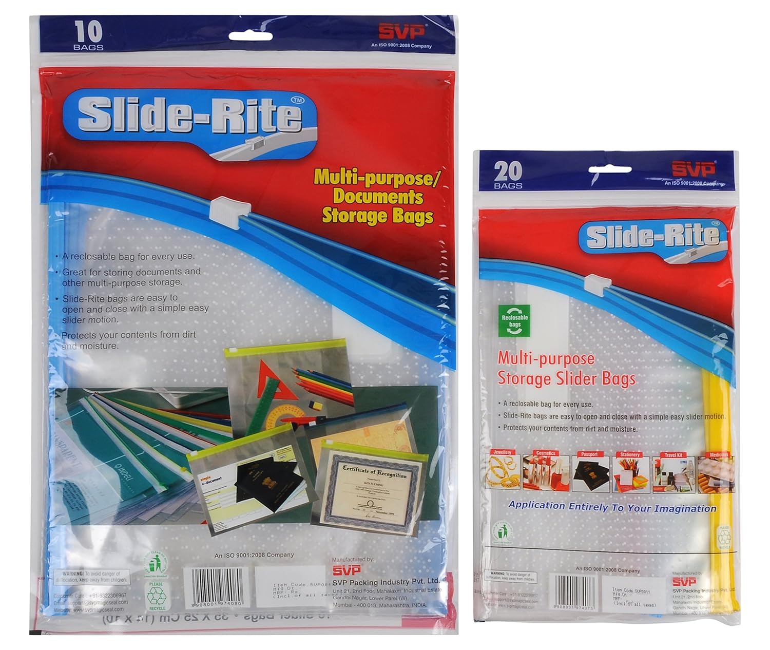 Buy SlideRite MultiPurpose/Document Storage Slider Bags (Pack of 30
