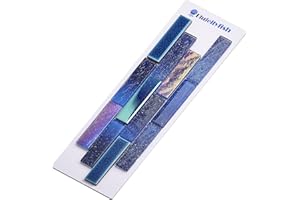 Blujellyfish Blue Glass Tile Chips 1x4 inches Iridescent Starry Sky Backsplash Subway Tile for Swimming Pool Kitchen Bathroom TSTNB18 (Sample Size 4 x 12 Inches)