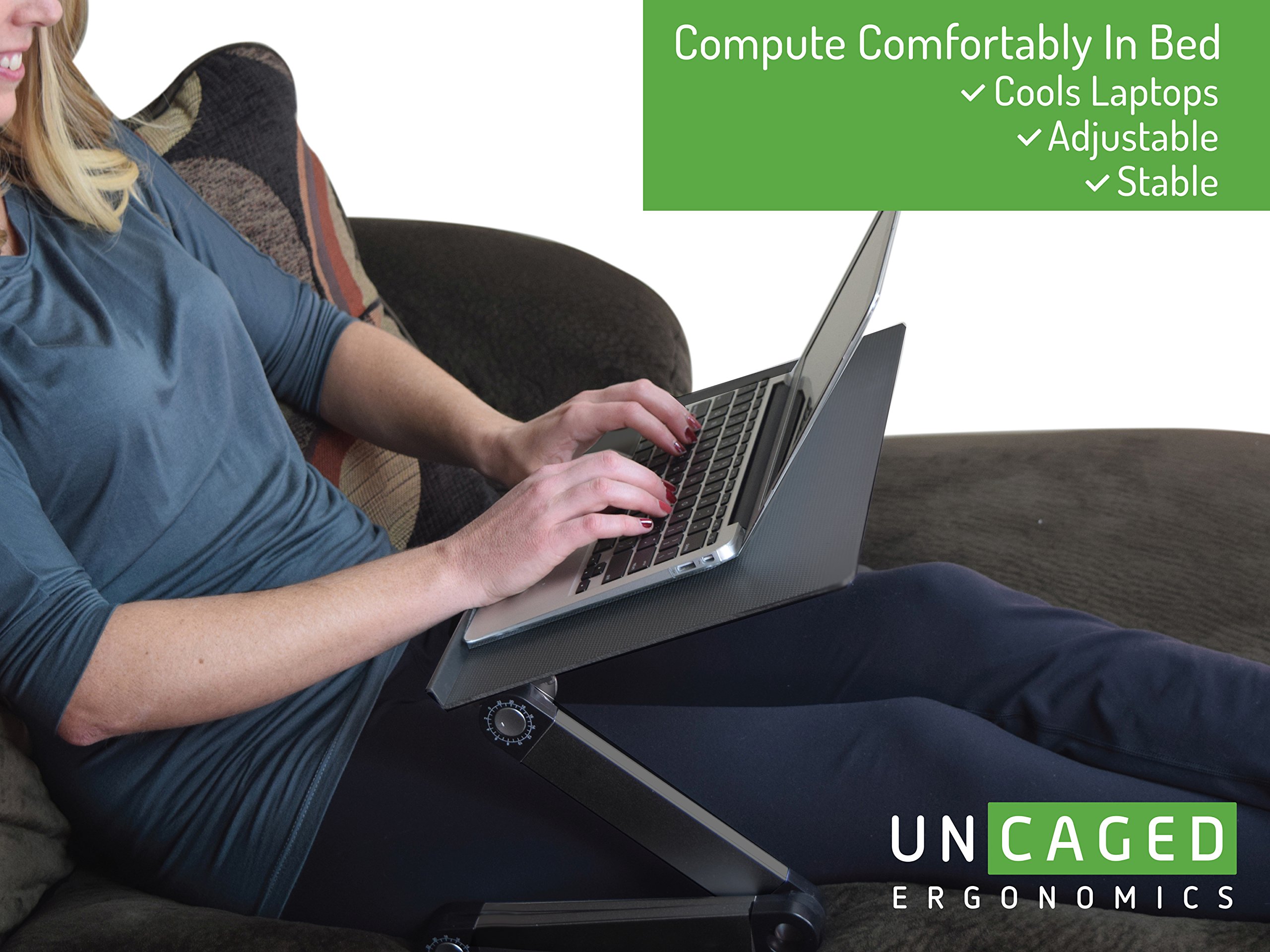 WorkEZ Best Adjustable Laptop Cooling Stand & Lap Desk for Bed Couch w