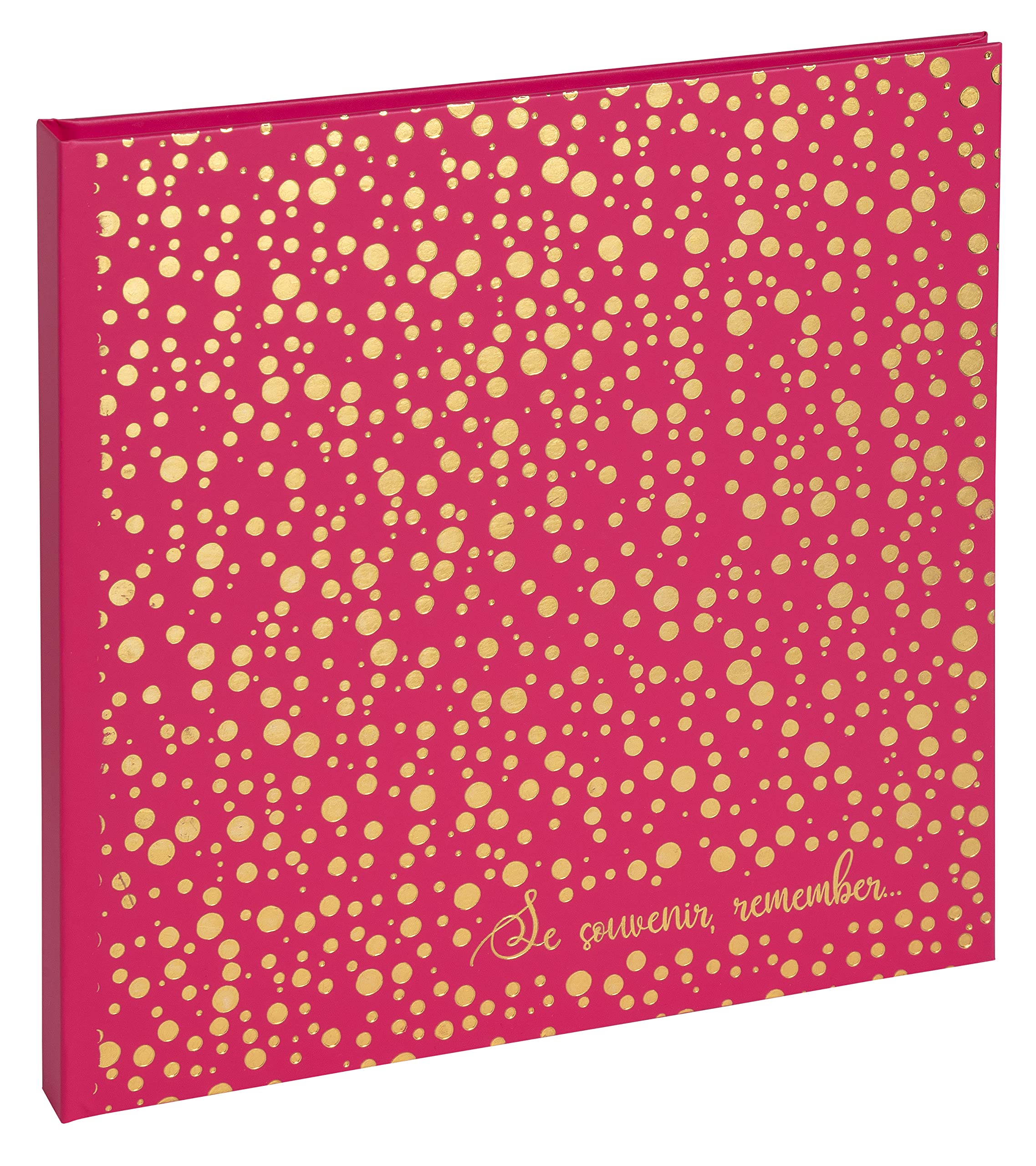 Exacompta - Ref. 16392E - PLUM' book photo album - 60 photos - 30 blank pages - size 25 x 25 cm - raspberry leatherette paper cover - embossed gold polka dot marking and inscription