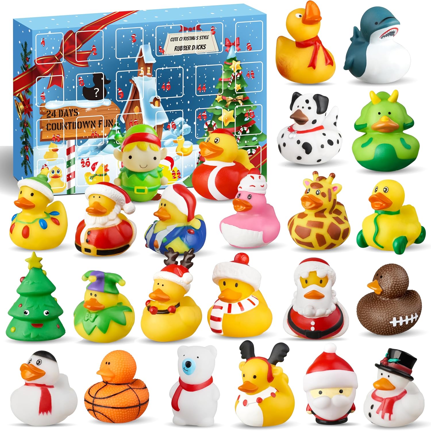 Advent Calendars - Advent Calendar 2023, Rubber Duck 24 Days of Countdown Christmas, Fun Duckie Bath Toys for Toddlers, Baby Shower Party Favors, Gifts Girls Advent Calendars 2023 Kids 1, 2, 3, 4, 5 Year Old, Xmas Ducks