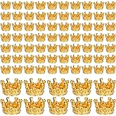 Bremorou 80 Pcs Mini Crowns For Crafts 3d Alloy King Crown Beads, Vintage Crown Charms For Jewelry Necklace Bracelet Making Supplies Tiny Gold Crowns For Diy Projects