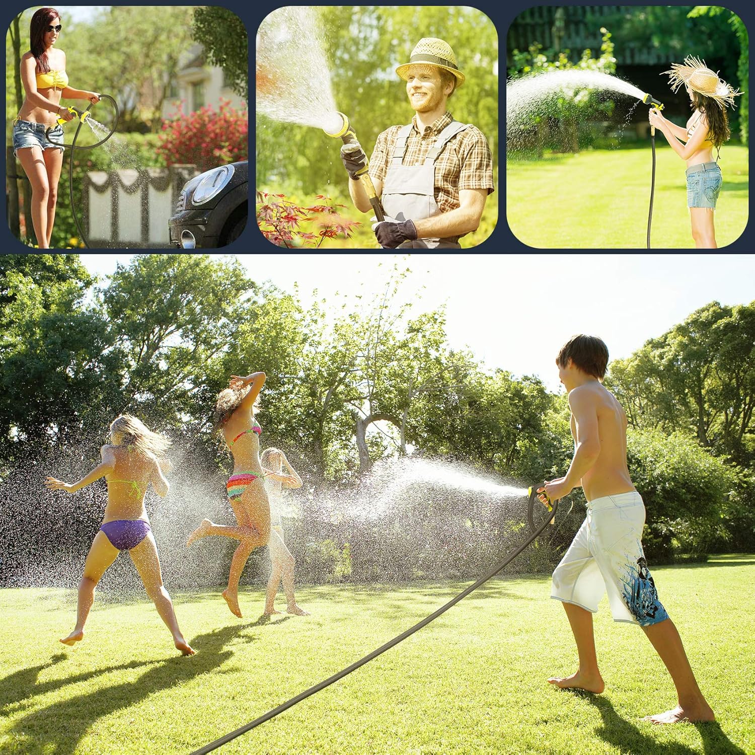 Aterod Expandable Garden Hose, 50ft Strongest Flexible Water Hose, 9 Functions Sprayer with Double Latex Core, 3/4" Solid Brass Fittings, Extra Strength Fabric - Upgraded Lightweight Expanding Hose : Garden & Outdoor