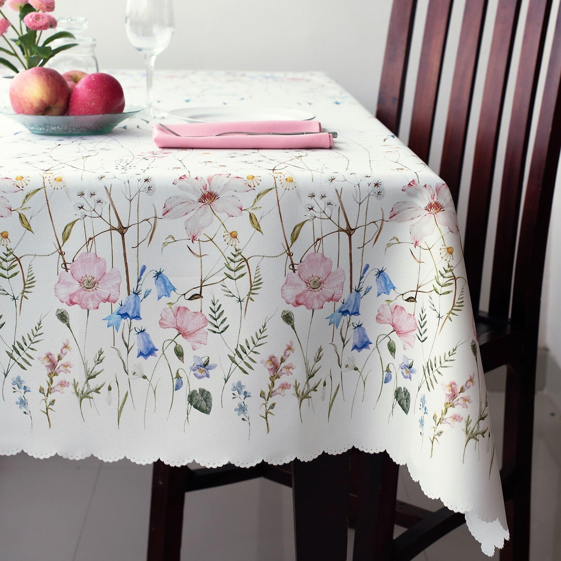 Turkish Floral Coloring Rectangle Easter Tablecloth Non-Iron Stain Resistant- Table Cover Kitchen Dining Room Spring Dinner Wedding Easter Decorations Rectangle 60"x104"