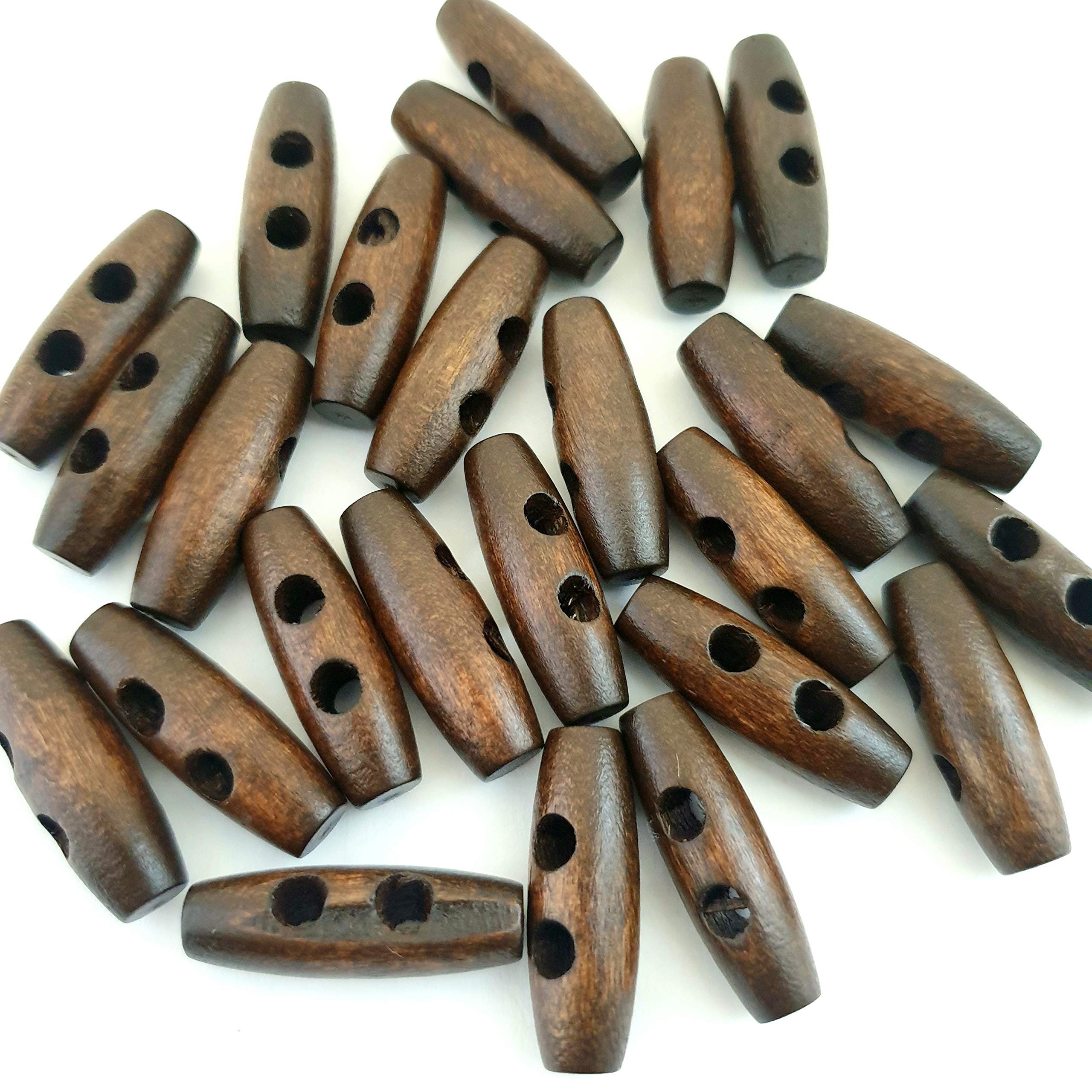 MajorCrafts® 24pcs 30mm Vintage Brown 2 Holes Sewing Toggle Wood Buttons Craft Embellishments