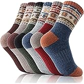 EBMORE Kids Merino Wool Hiking Socks Thermal Winter Warm Thick Boys Toddlers Girls Cushion Crew Socks 6 Pairs