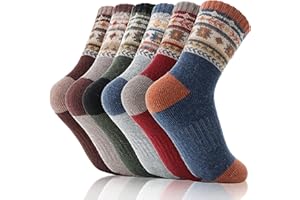 EBMORE Kids Merino Wool Hiking Socks Thermal Winter Warm Thick Boys Toddlers Girls Cushion Crew Socks 6 Pairs
