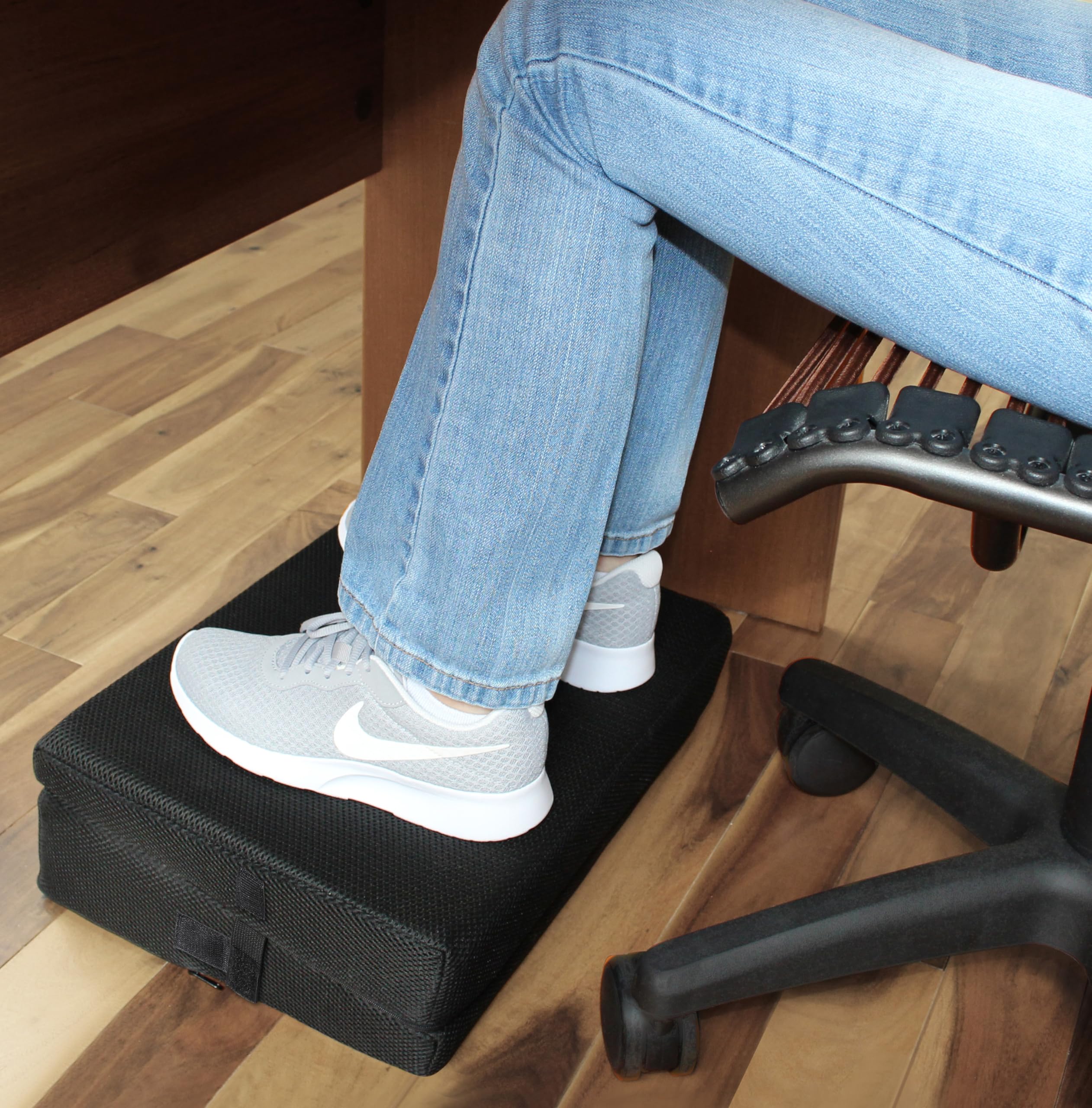 InteVision 4-in-1 Footrest for Added Height - Premium Foam Foot Cushion Works Great for Under Desk or bar - Will not Slide on Any Surface