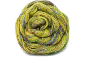 Living Dreams Yarn Merino & Sari Silk Fiber Blend for Spinning & Felting. Super Soft Combed Top. Dakini