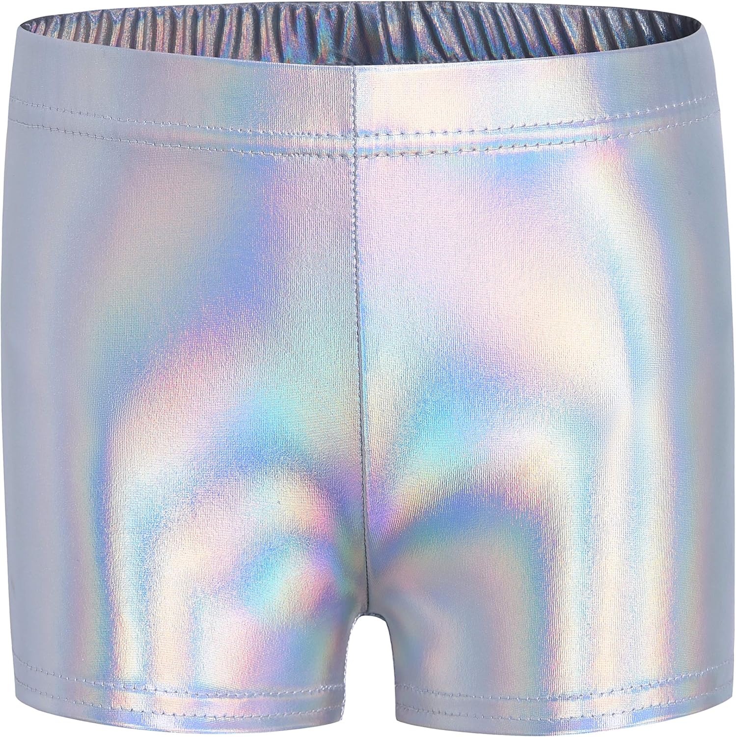 MOLLDAN Girls’ Gymnastic Shorts Ballet Dance Sparkle Short Active Tumbling Bottoms(S,Silver): Clothing