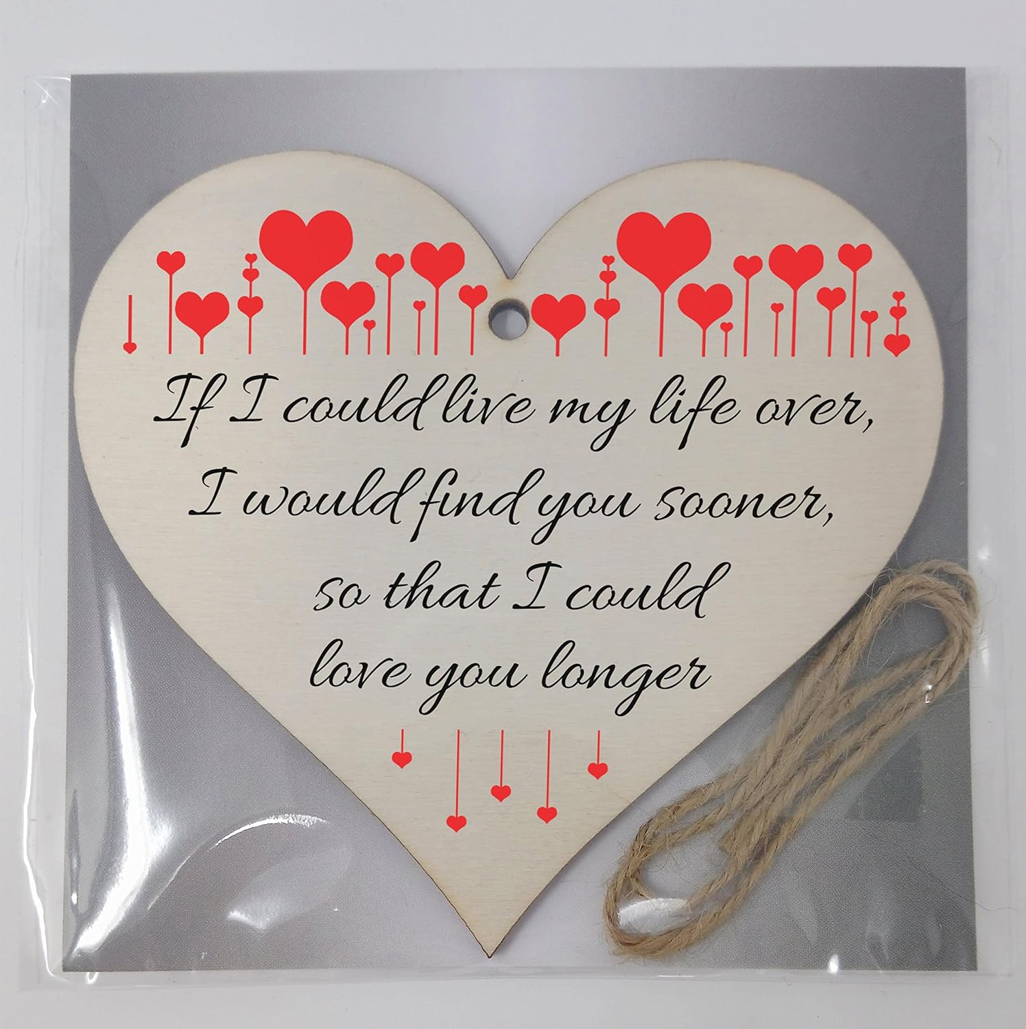 Handmade Wooden Hanging Heart Plaque Gift perfect for your Boyfriend or Girlfriend Romantic Keepsake - Image 5