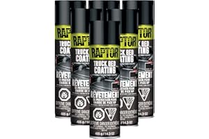 U-POL Raptor 1K Truck Bed Coating Aerosols - Black - 6 Pack