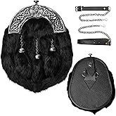 Sporran Kilt for Men Premium Fur Full Dress Scottish kilts Sporrans for men with Chain Belt Kilt Accessories