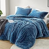 Intelligent Design King Comforter Set, Cozy Plush Bedding, Microfiber Reverse, 3 Piece, Lightweight, Super Soft Ribbed Velvet Comforter 2 Shams, All Season Fluffy Bed Set, Avril, King/Cal King Blue